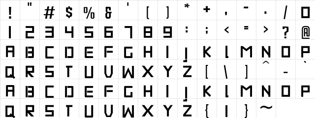 Big Regular  glyph index