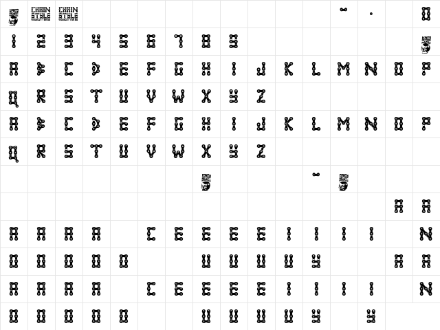 Chain Style Regular  glyph index