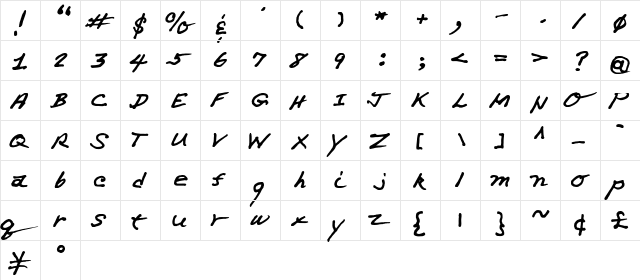 FG Gustav Regular  glyph index