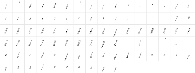 Jug Jeet Regular  glyph index