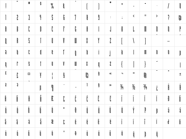 Narrowband Prime ICG Regular  glyph index
