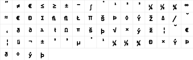 MagdaCleanMono BlackExpert  glyph index