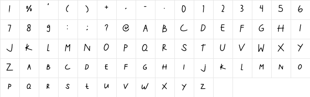 Cute Woman Regular  glyph index