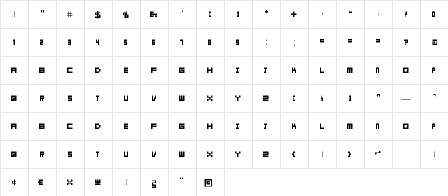 ObelusDwarf Medium  glyph index