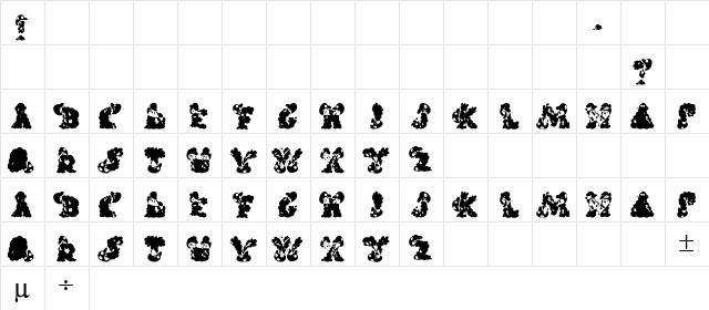 Lorie Regular  glyph index