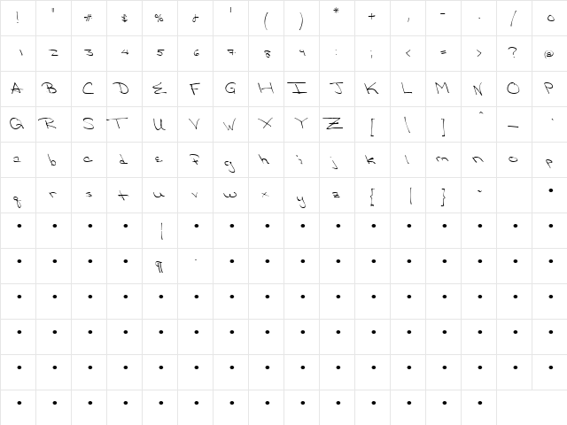 QTHandwriting Regular  glyph index