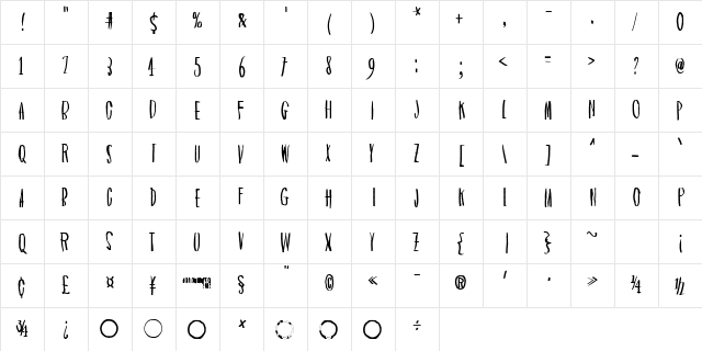 Asymmetrical Circle Regular  glyph index