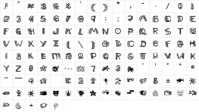 Misfits Regular  glyph index