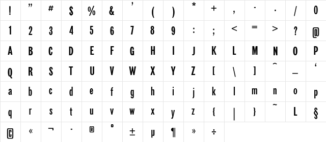 NewspaperSans Regular  glyph index