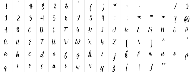 Slash Bold  glyph index