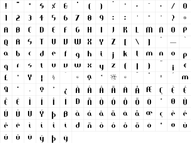 FastGirls Regular  glyph index