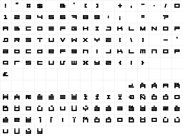 Megaton Extras Heavy  glyph index
