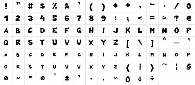 Wydzieranki Regular  glyph index