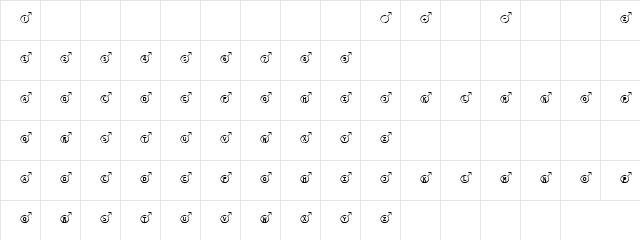 Deputation Regular  glyph index