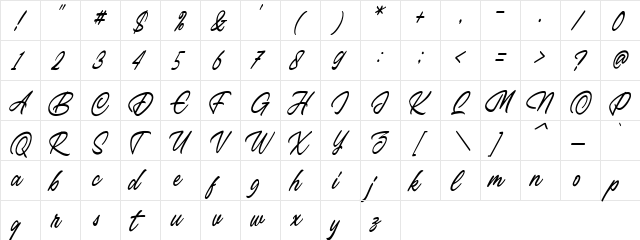 Belsmont Regular  glyph index