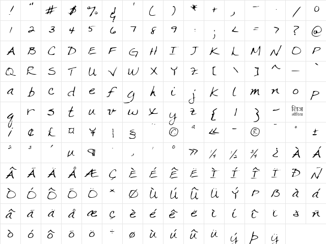 LEHN063 Regular  glyph index