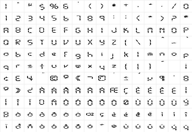 FZ WACKY 32 EX Normal  glyph index