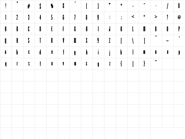 Joe 1 Regular  glyph index