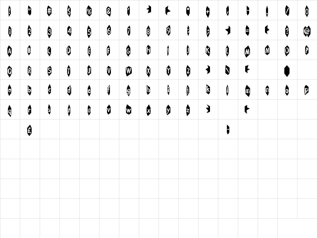 KA-BLAMO! Regular  glyph index