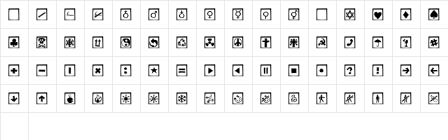 AleSignsCageLL Regular  glyph index