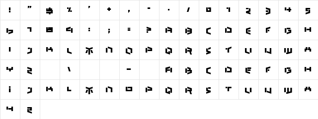 Bedlam Remix Regular  glyph index