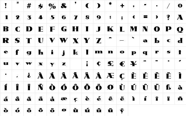 M691-Deco Regular  glyph index