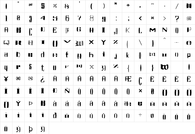 FZ WARPED 16 Normal  glyph index
