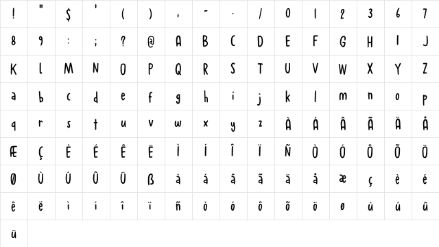 Chewy Caramel DEMO Regular  glyph index