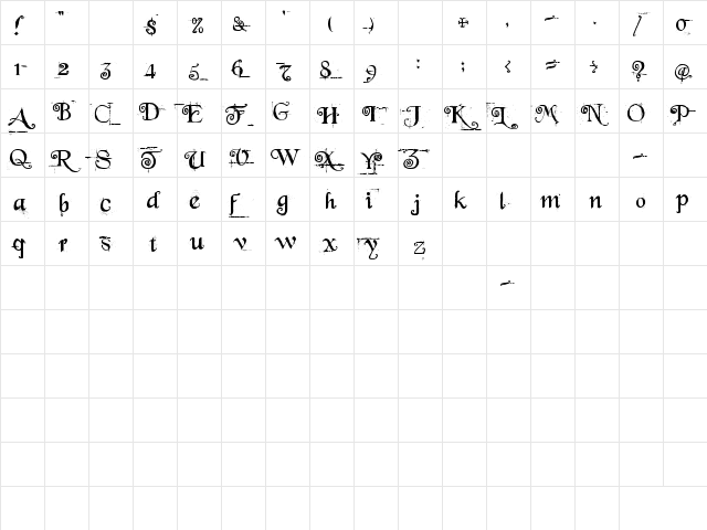 Beyond Wonderland Regular  glyph index
