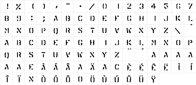 Karton Regular  glyph index