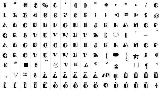 Cg Medium  glyph index