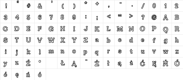 Ariendesse Regular  glyph index