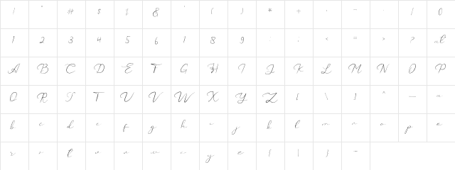Catalan Signature Regular  glyph index