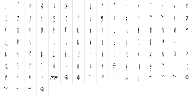 Chic chak zubra Regular  glyph index