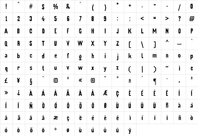 Iodine Regular  glyph index
