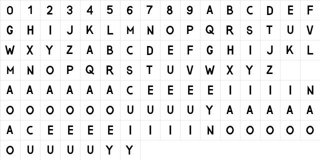 ARGYA Regular  glyph index