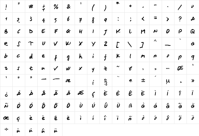 Severus Regular  glyph index