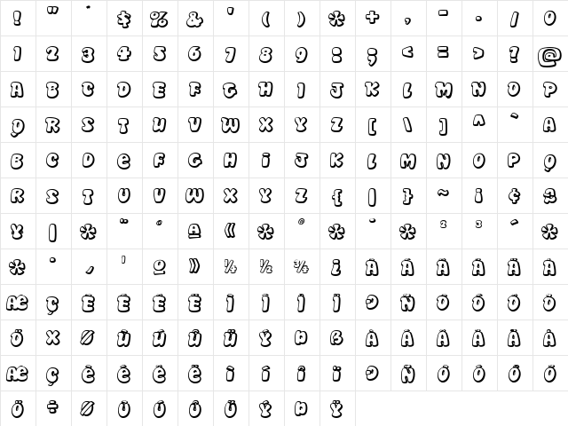 Disko Regular  glyph index