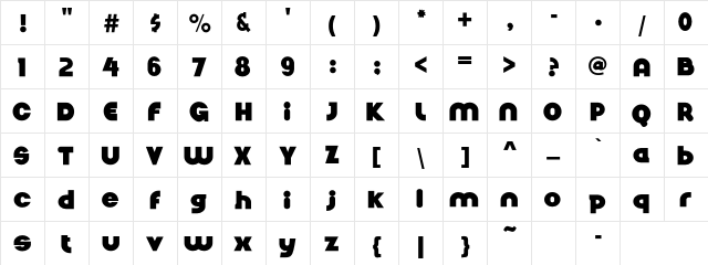 Nickel Bumpy created using FontCreator 6.5 from High-Logic.comNickelBumpy Regular  glyph index