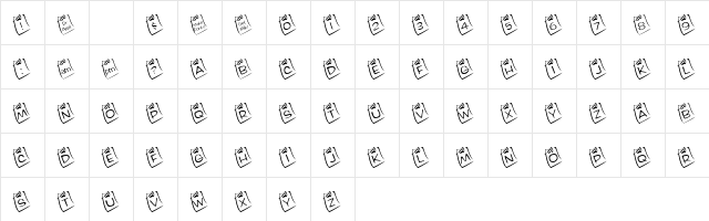 KR Lil Note Regular  glyph index