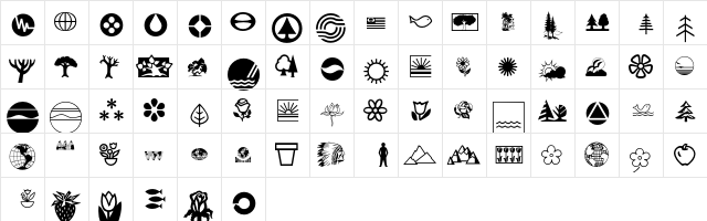 EcologyP01 Regular  glyph index