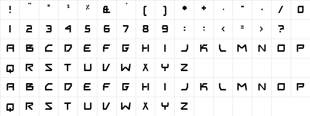 Quicke Dime Regular  glyph index