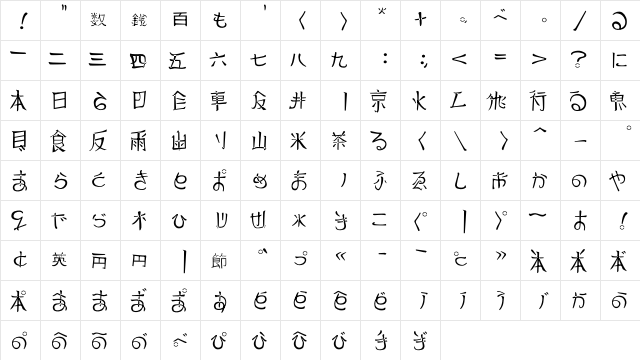 Reading From The East #4 Regular  glyph index
