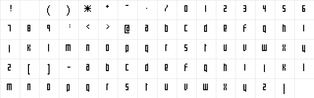clickscape Regular  glyph index