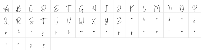 Sherina Safira Regular  glyph index