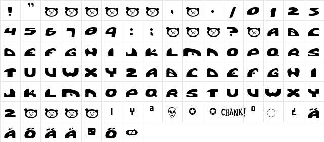 Pigpen Regular  glyph index
