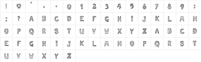 JulesLove Regular  glyph index