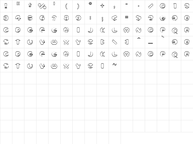 BeastlyHollow Regular  glyph index