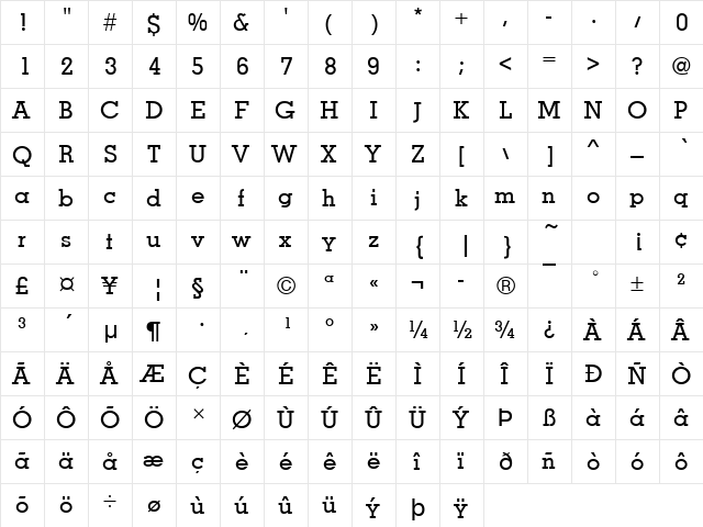 URWMoritoTLig Regular  glyph index