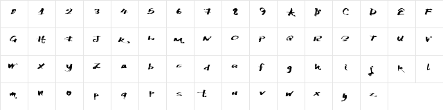 KatchyMarkers Regular  glyph index